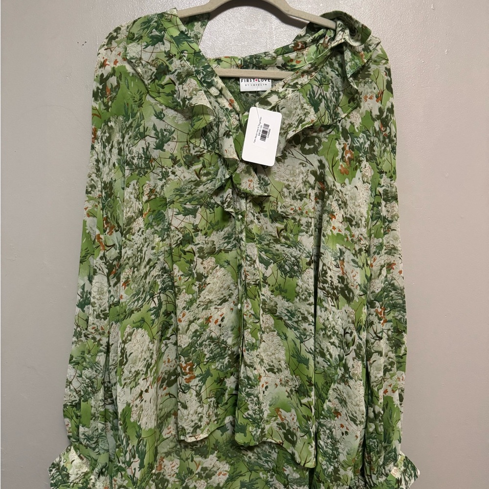Green Floral Women's Top